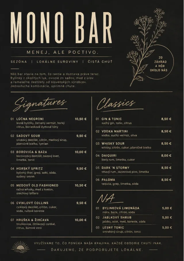 Mono Bar Minimal bar-menu menu template preview