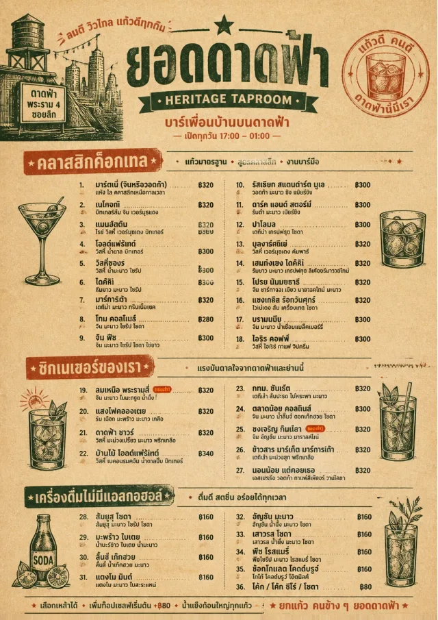 Heritage Taproom bar-menu menu template preview