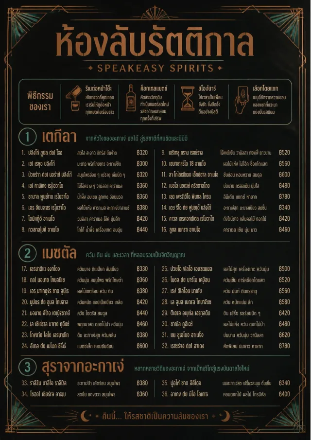 Speakeasy Spirits bar-menu menu template preview