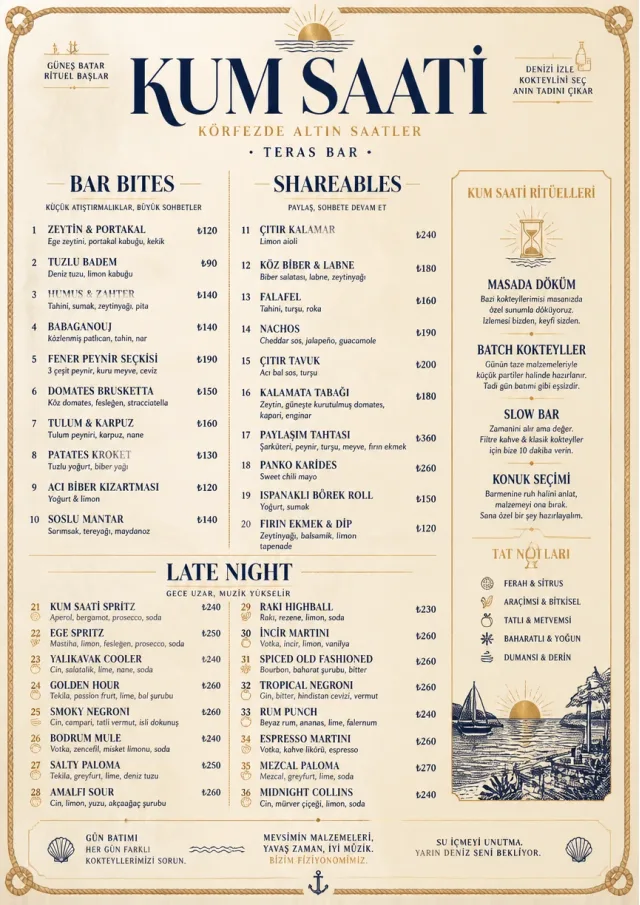 Coastal Sunset bar-menu menu template preview