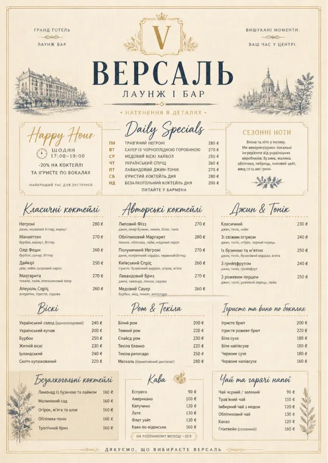 Luxury Hotel Lounge bar-menu menu template preview