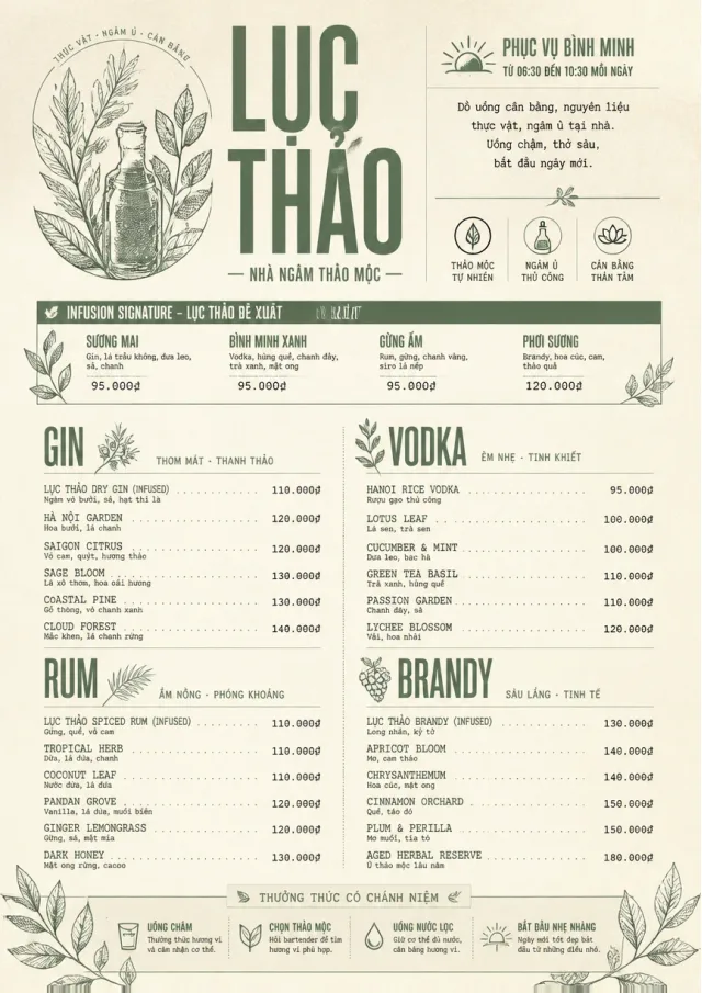 Botanical Infusion bar-menu menu template preview