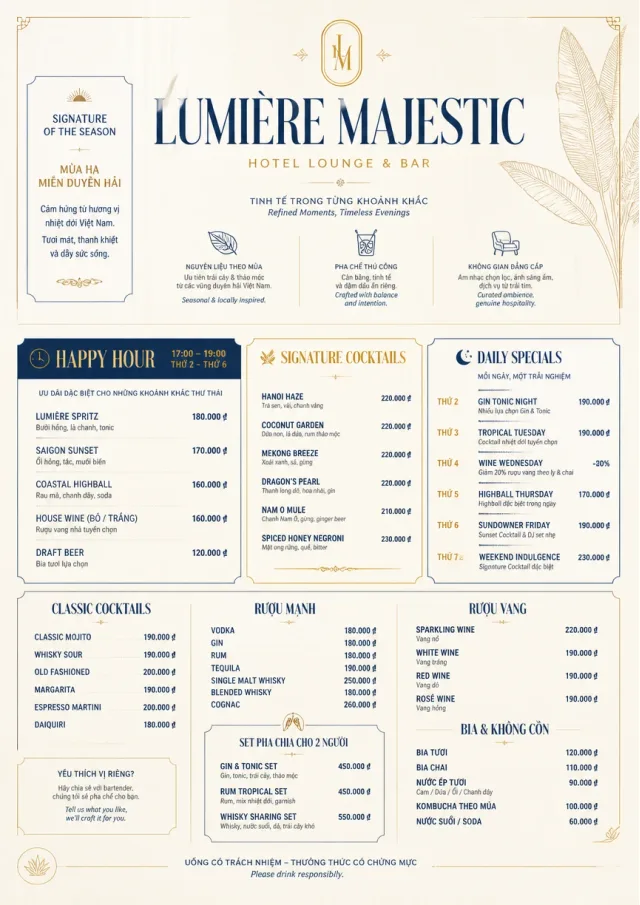Luxury Hotel Lounge bar-menu menu template preview