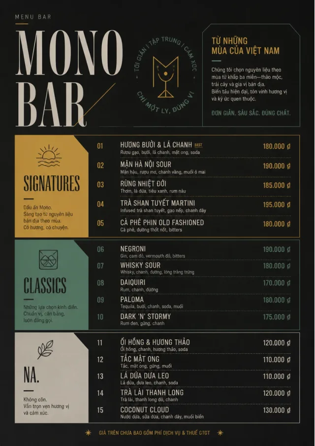 Mono Bar Minimal bar-menu menu template preview