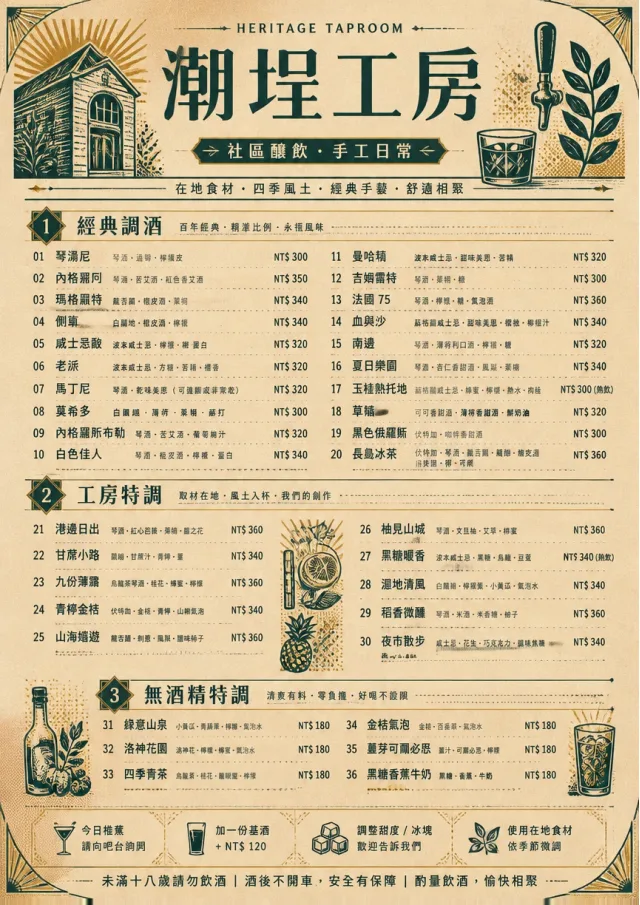 Heritage Taproom bar-menu menu template preview