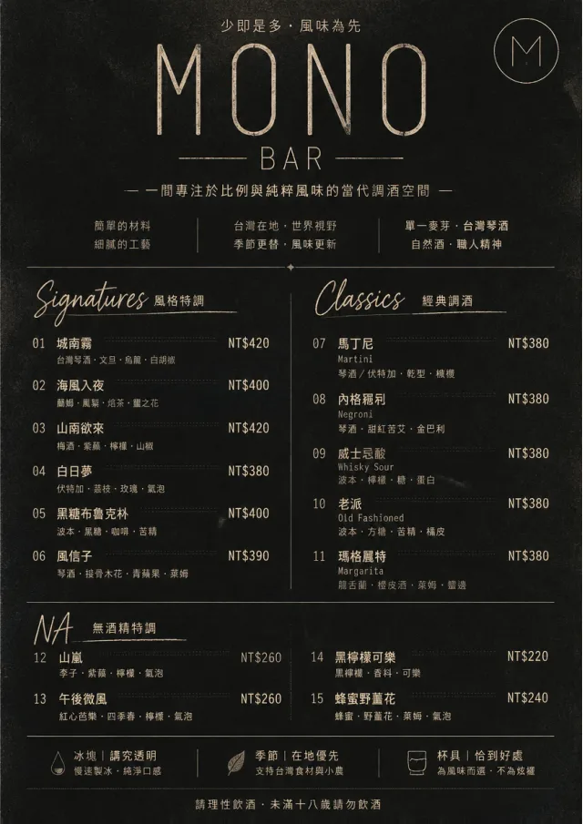 Mono Bar Minimal bar-menu menu template preview