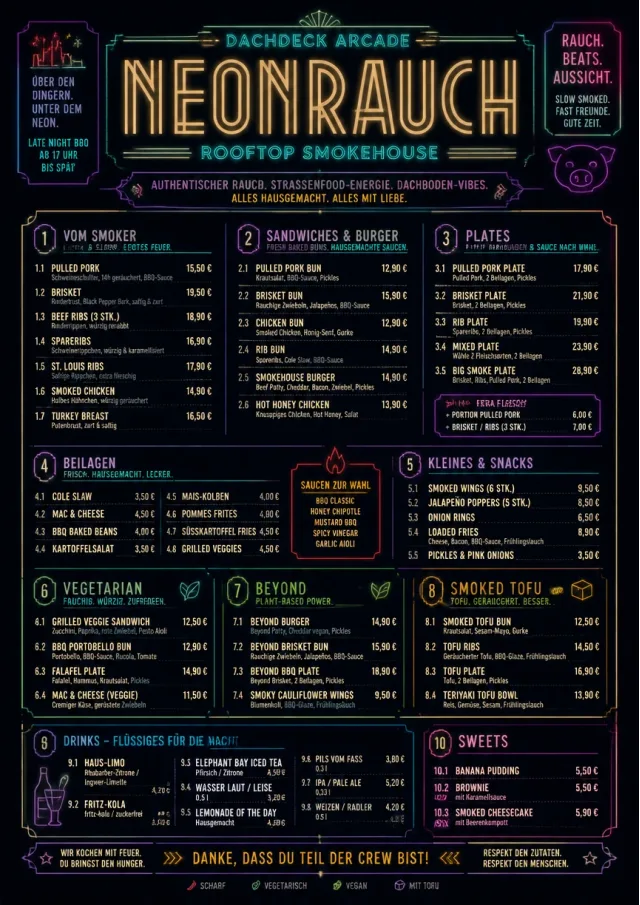 Night Market Neon bbq-menu menu template preview