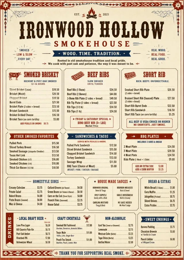 Heritage Tradition bbq-menu menu template preview