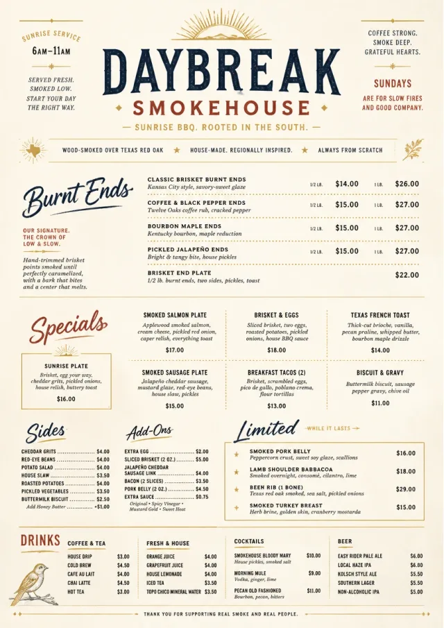 Fine Regional bbq-menu menu template preview