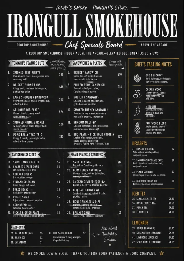 Chef Specials Board bbq-menu menu template preview