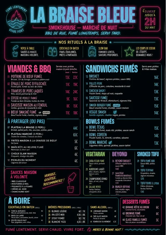 Night Market Neon bbq-menu menu template preview