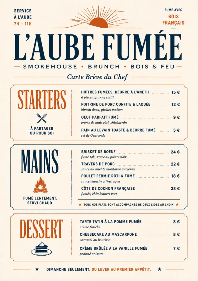 Chef Carte Brève bbq-menu menu template preview