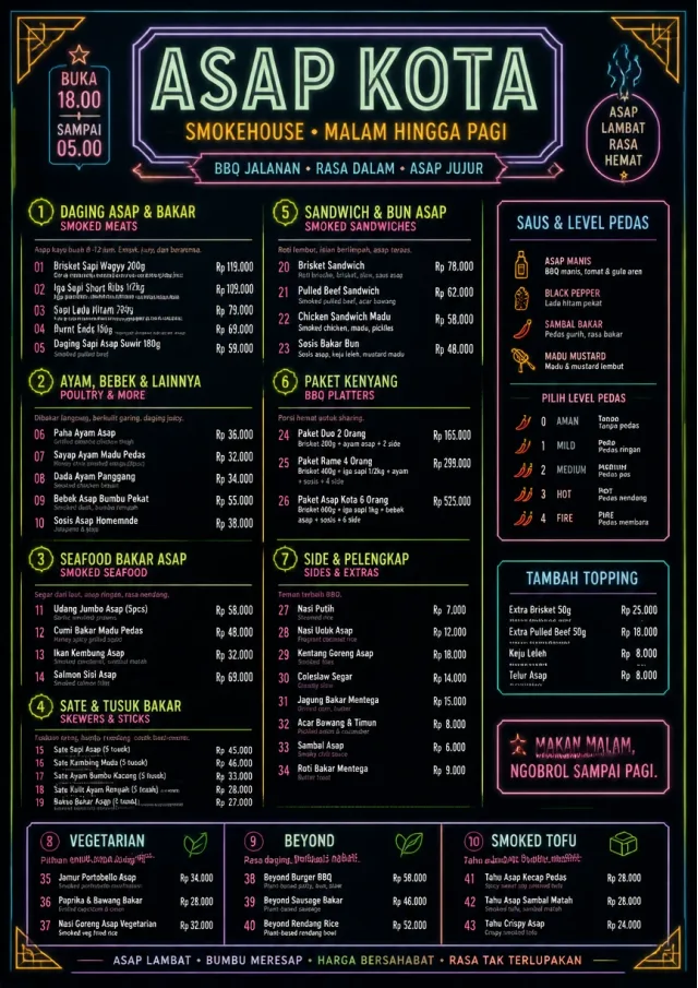 Night Market Neon bbq-menu menu template preview