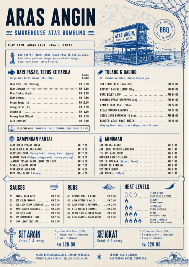 Coastal Regional bbq-menu menu template preview