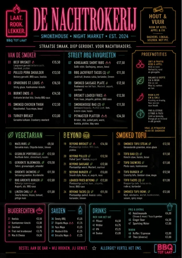 Night Market Neon bbq-menu menu template preview