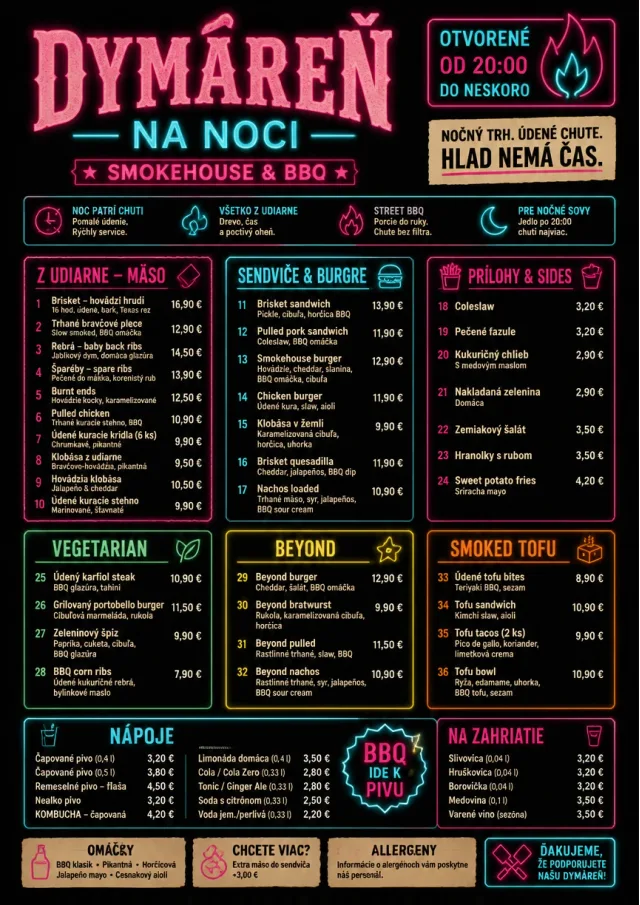 Night Market Neon bbq-menu menu template preview