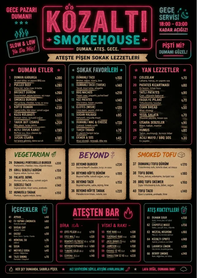 Night Market Neon bbq-menu menu template preview