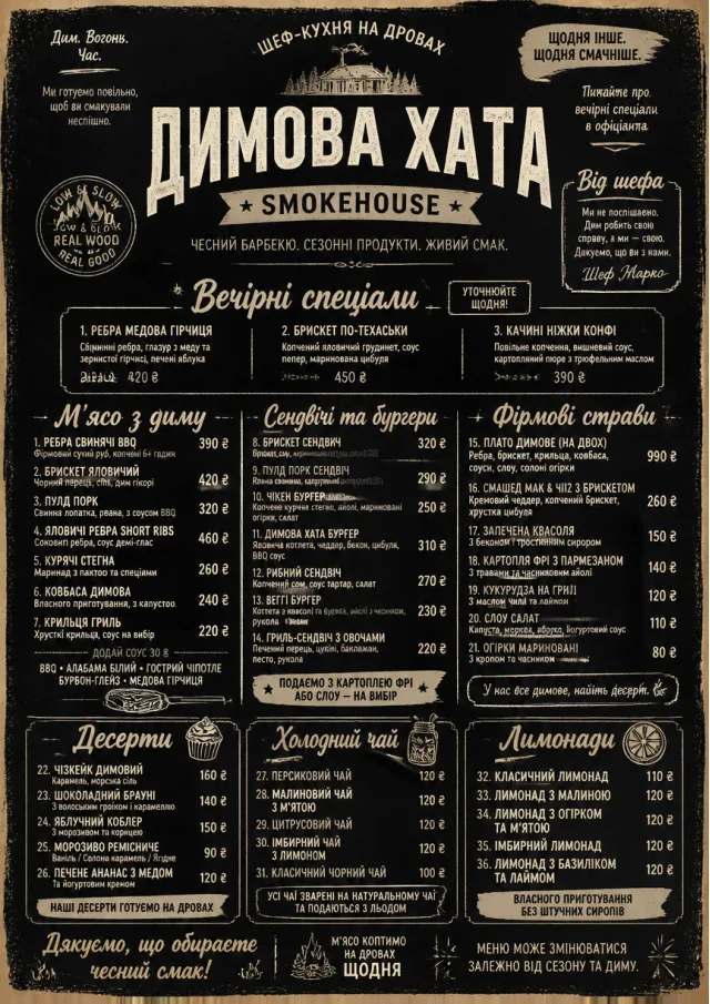 Chef Specials Board bbq-menu menu template preview
