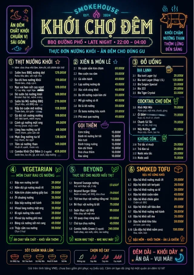 Night Market Neon bbq-menu menu template preview