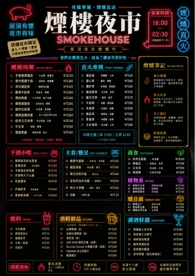 Night Market Neon bbq-menu menu template preview