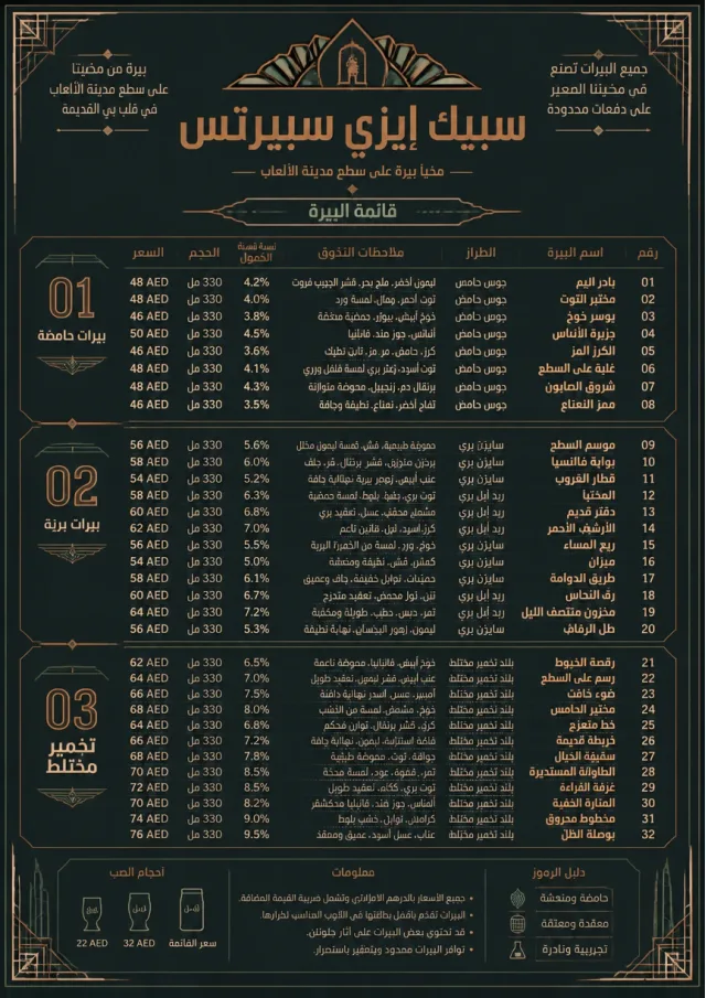 Speakeasy Spirits beer-menu menu template preview