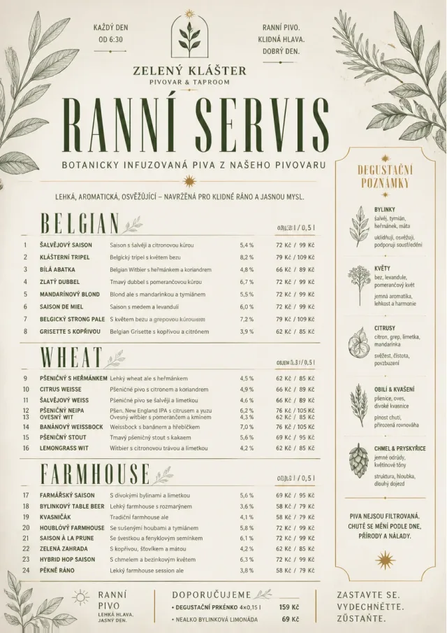 Botanical Infusion beer-menu menu template preview