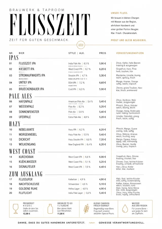 Modern Minimal Pour beer-menu menu template preview