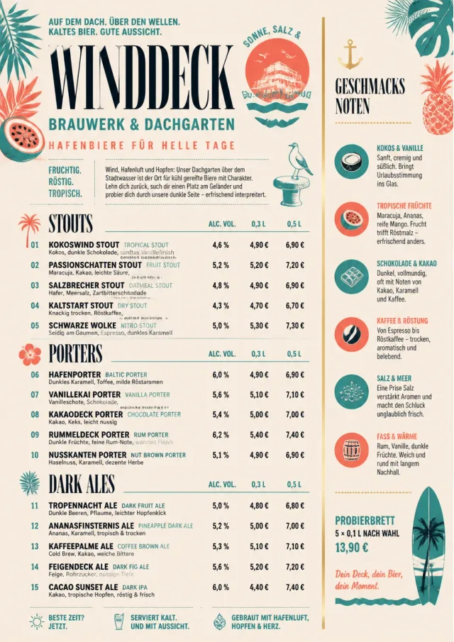 Tropical Refresh beer-menu menu template preview