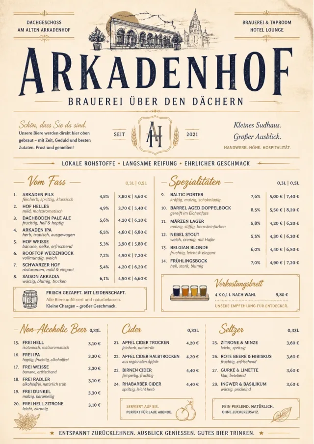 Luxury Hotel Lounge beer-menu menu template preview