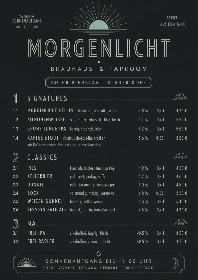 Mono Bar Minimal beer-menu menu template preview