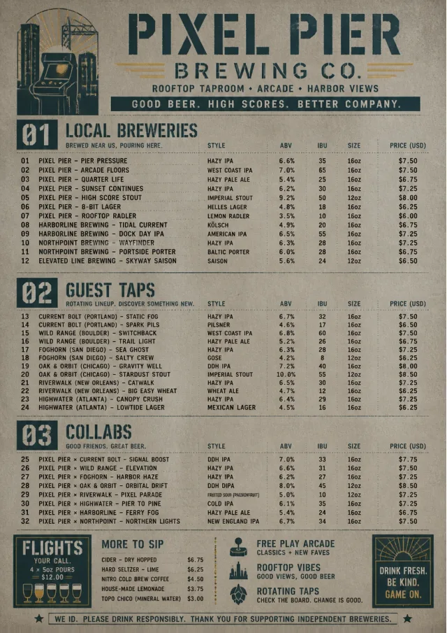 Industrial Craft beer-menu menu template preview