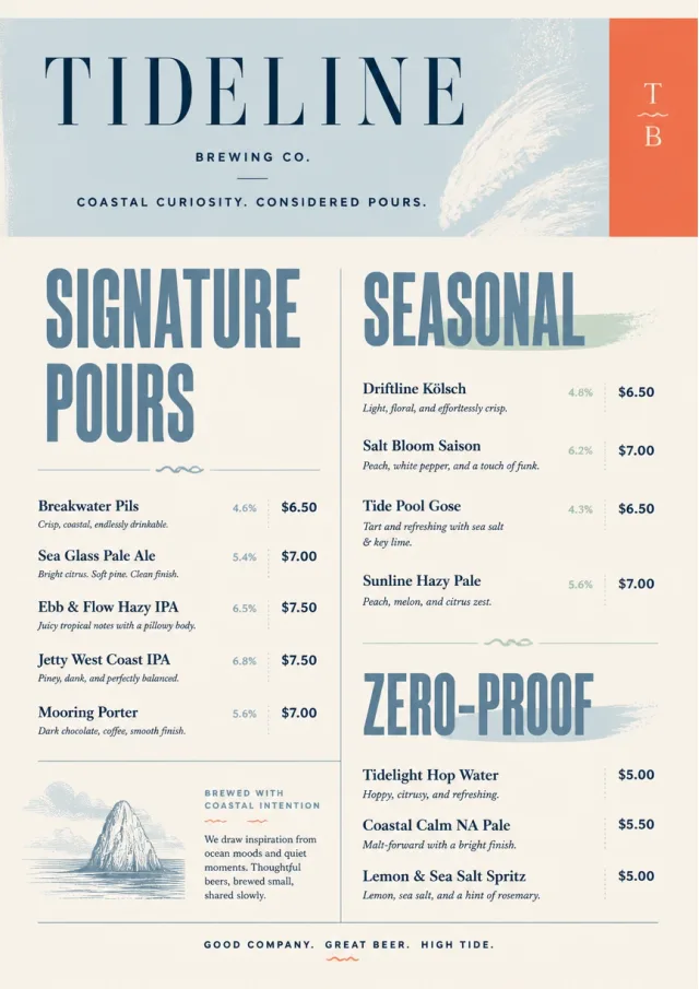 Boutique Pour Card beer-menu menu template preview
