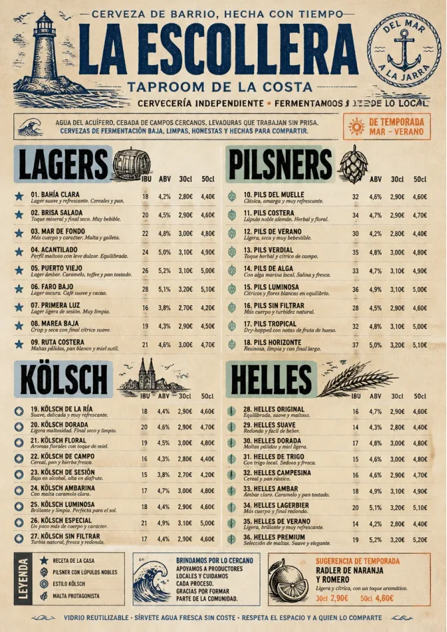 Heritage Taproom beer-menu menu template preview