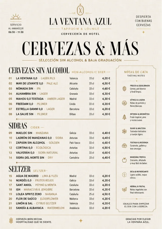 Luxury Hotel Lounge beer-menu menu template preview