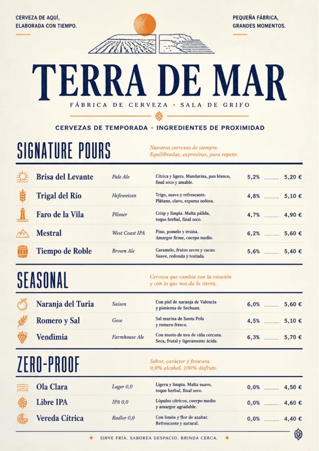 Boutique Pour Card beer-menu menu template preview