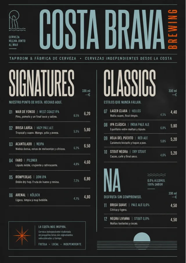 Mono Bar Minimal beer-menu menu template preview
