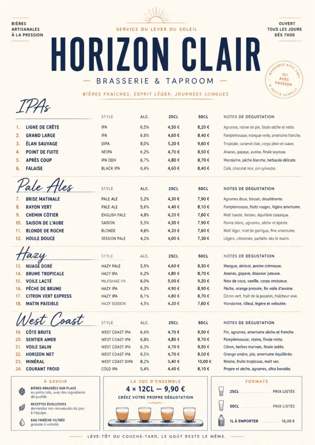 Modern Minimal Pour beer-menu menu template preview