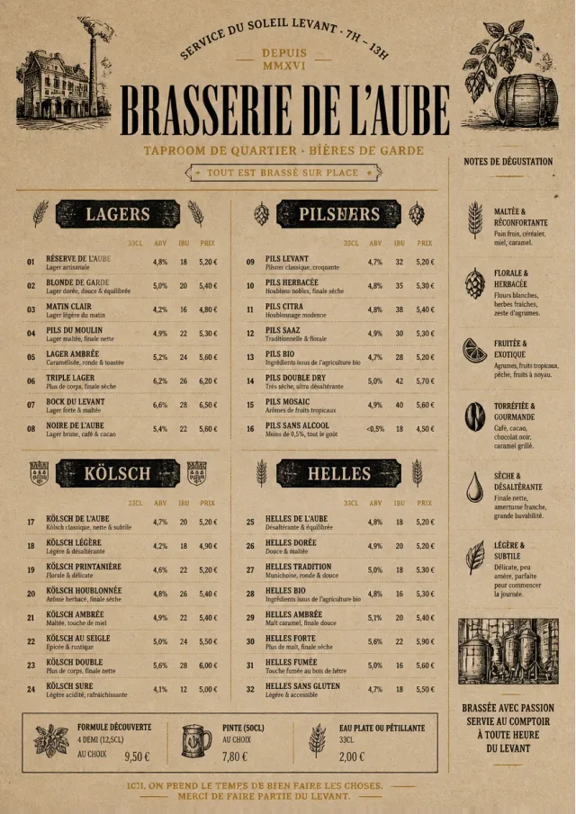 Heritage Taproom beer-menu menu template preview