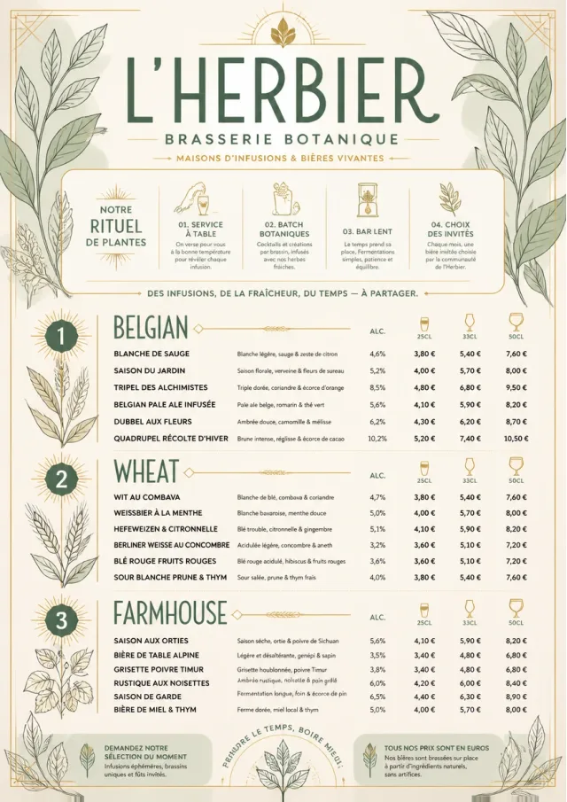 Botanical Infusion beer-menu menu template preview