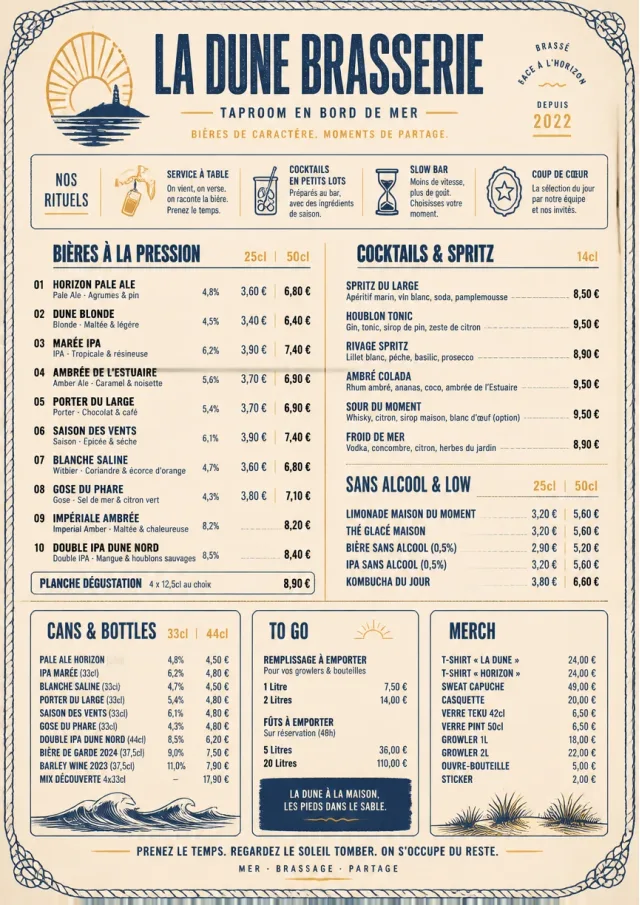 Coastal Sunset beer-menu menu template preview