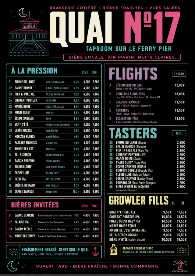 Neon Night Pour beer-menu menu template preview