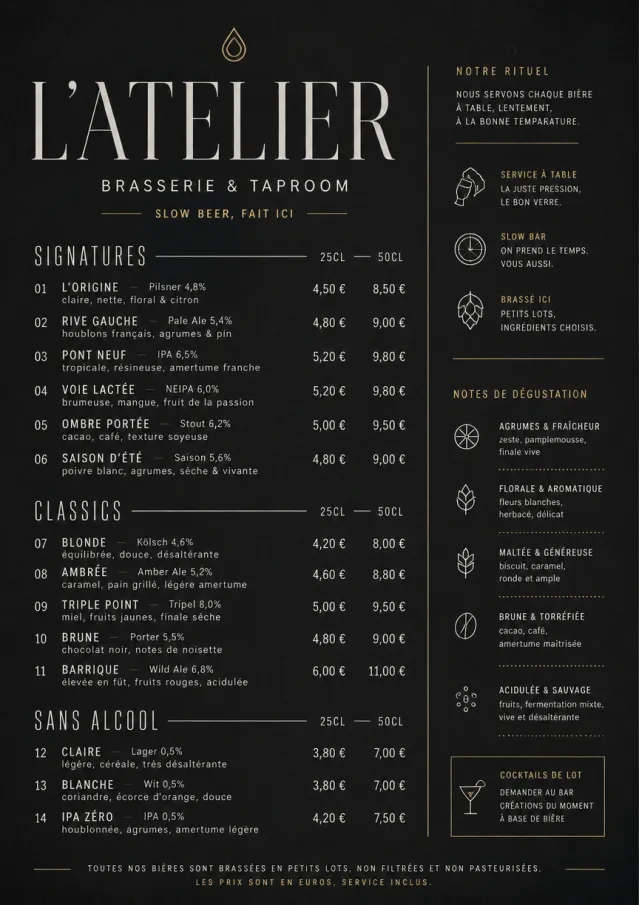 Mono Bar Minimal beer-menu menu template preview