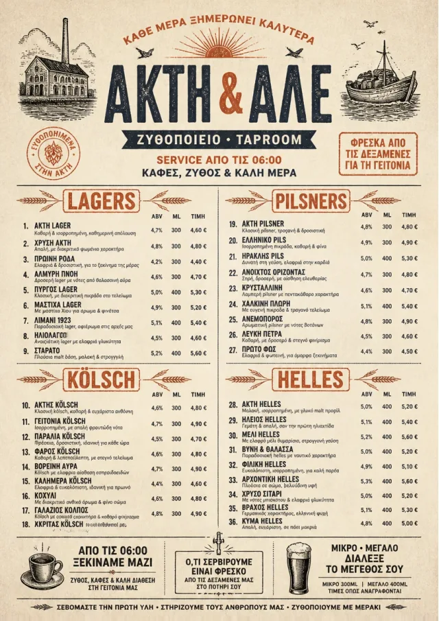 Heritage Taproom beer-menu menu template preview