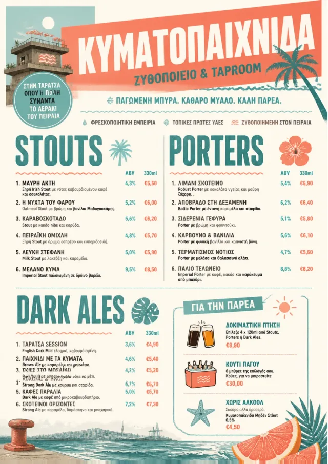 Tropical Refresh beer-menu menu template preview