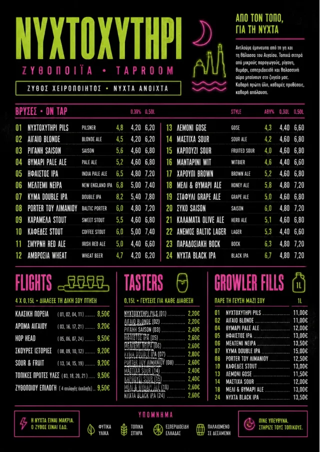 Neon Night Pour beer-menu menu template preview