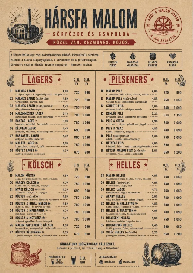 Heritage Taproom beer-menu menu template preview