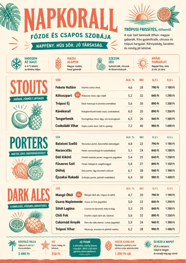 Tropical Refresh beer-menu menu template preview