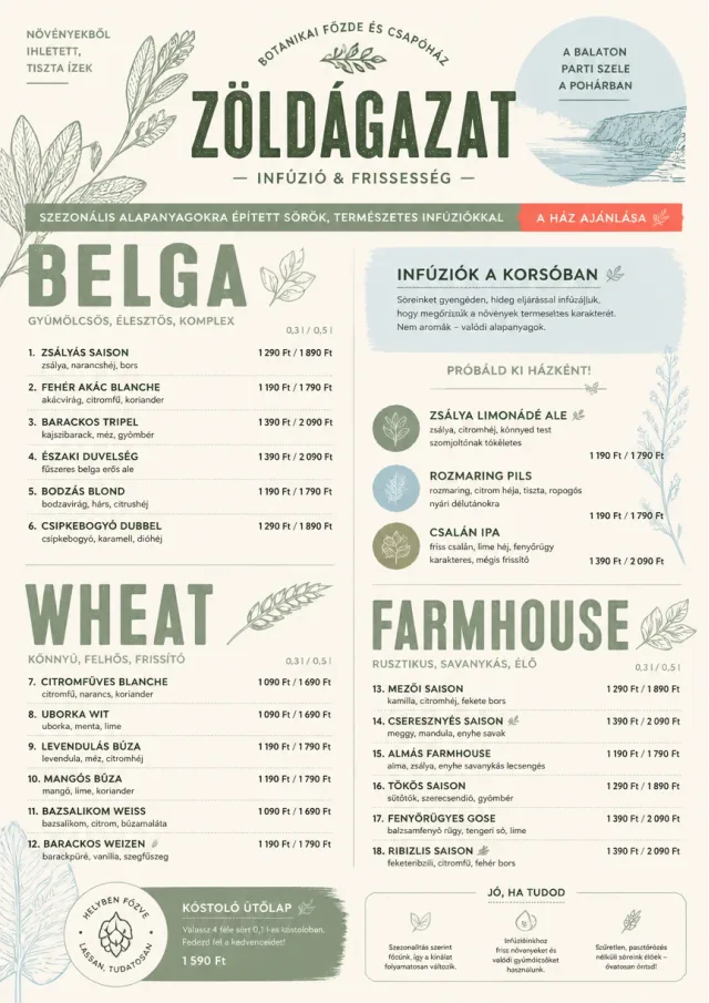 Botanical Infusion beer-menu menu template preview
