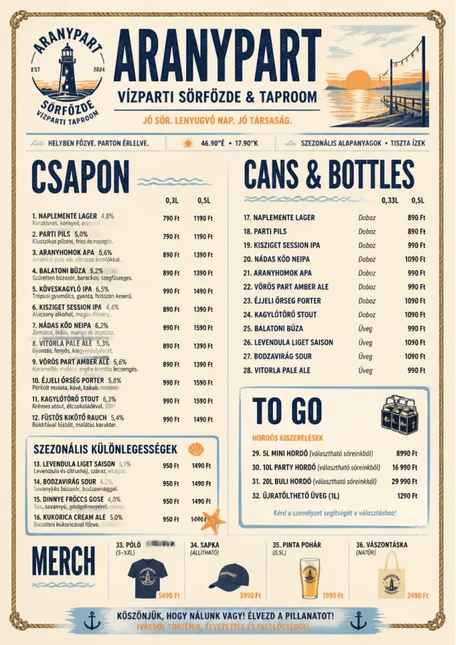 Coastal Sunset beer-menu menu template preview