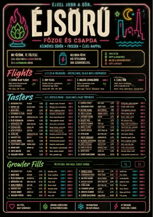 Neon Night Pour beer-menu menu template preview